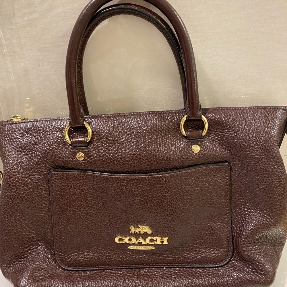 Coach Dark Brown Pebbled Leather Tote